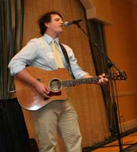 Brent McDonald, 1998 scholar, performs his original composition "Lost, Helplessly" at the 2009 Byrnes luncheon.